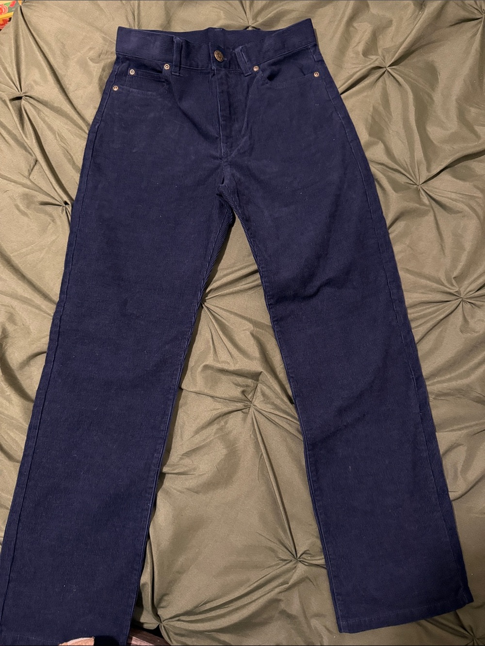 Boys Navy Corduroy Straight-Leg Pants